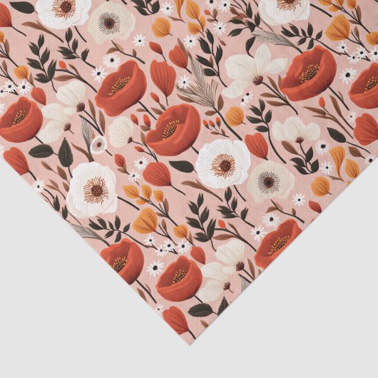 Botanische Boho Herfst Wildflower Meadow Pattern Tissuepapier (Detail)