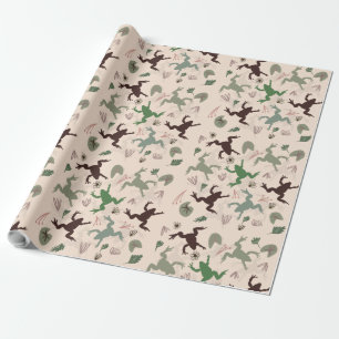 Botanische Boho Kikkers Patroon Cadeaupapier