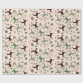 Botanische Boho Kikkers Patroon Cadeaupapier (Vlak)