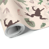 Botanische Boho Kikkers Patroon Cadeaupapier (Rol Hoek)