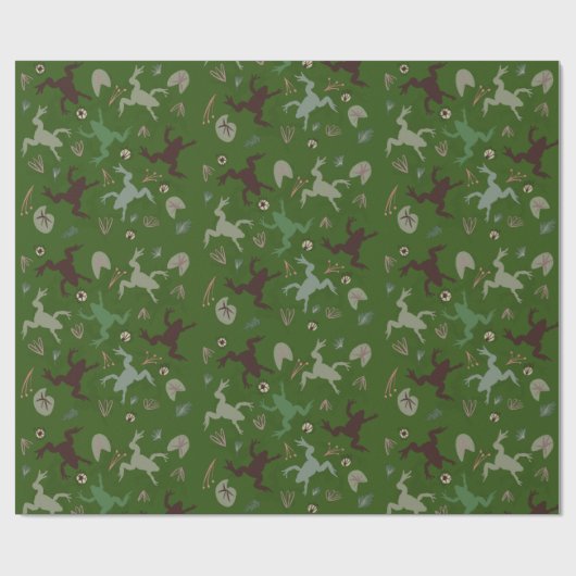 Botanische boho kikkervisjes cadeaupapier (Vlak)