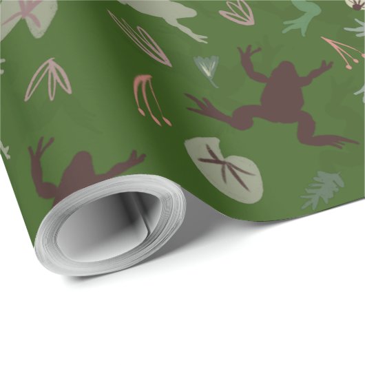 Botanische boho kikkervisjes cadeaupapier (Rol Hoek)