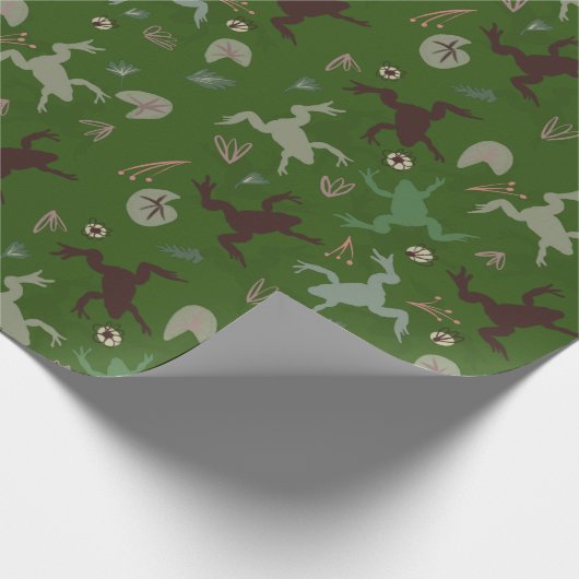 Botanische boho kikkervisjes cadeaupapier (Hoek)