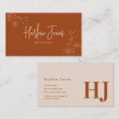 Botanische Boho minimalistische handtekening Terra Visitekaartje (Voorkant / Achterkant)