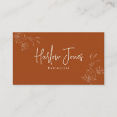 Botanische Boho minimalistische handtekening Terra Visitekaartje (Voorkant)
