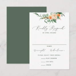 Botanische Boho Neutral Greenery Floral Wedding RSVP Kaartje