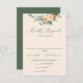 Botanische Boho Neutral Greenery Peach Wedding RSVP Kaartje (Voorkant / Achterkant)