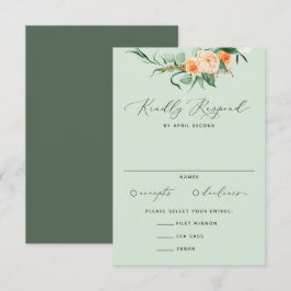 Botanische Boho Neutral Greenery Sage Green Weddin RSVP Kaartje