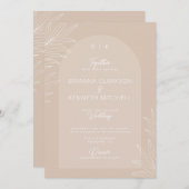 Botanische Boho Neutrale Kleur Boog Foto Bruiloft Kaart (Voorkant / Achterkant)