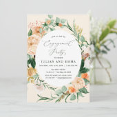 Botanische Boho Neutrale Peach Engagement Party Kaart (Staand voorkant)