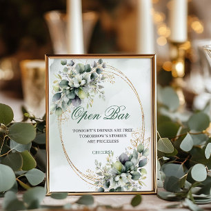 Botanische Boho Open Bar Watercolor Bord 8x10 Poster