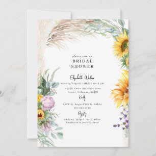 Botanische Boho Pampas Zonnebloem Pioen Bruidsbrui Kaart