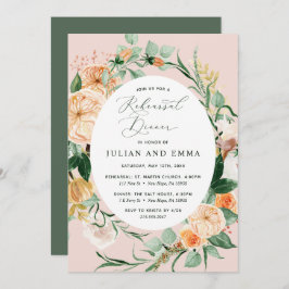Botanische boho Pastel Blush Pink Rehearsal Dinner Kaart