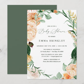 Botanische Boho Pastel Groene Neutrale Baby Shower Kaart