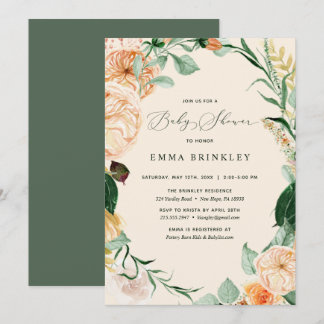 Botanische Boho Pastel Neutraal Baby shower Kaart