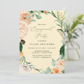 Botanische Boho Pastel Yellow Engagement Party Kaart (Staand voorkant)