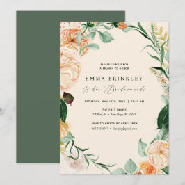 Botanische Boho Peach Bridesmaids Luncheon Brunch Kaart
