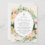Botanische Boho Peach Girl Christening Persoonlijk Kaart (Voorkant)