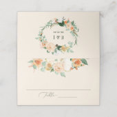 Botanische Boho Peach Greenery Floral Wedding Plaatskaartje (Buitenkant ongevouwen)