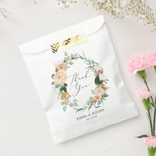 Botanische Boho Peach Waterverf Weddenschap Bedank Bedankzakje (Gezegeld)