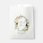 Botanische Boho Peach Waterverf Weddenschap Bedank Bedankzakje (Voorkant)