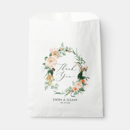 Botanische Boho Peach Waterverf Weddenschap Bedank Bedankzakje (Voorkant)