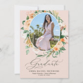 Botanische Boho Pink Fotoaankondiging Afstuderen Kaart (Voorkant)