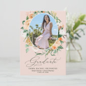 Botanische Boho Pink Fotoaankondiging Afstuderen Kaart (Staand voorkant)