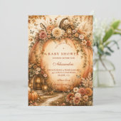 Botanische Boho Pompoen Baby Shower Kaart (Staand voorkant)