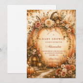 Botanische Boho Pompoen Baby Shower Kaart (Voorkant / Achterkant)