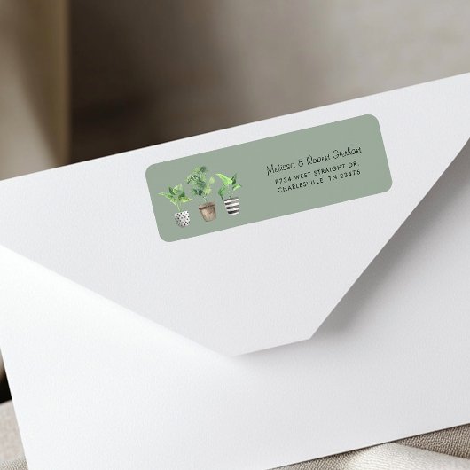 Botanische Boho Potot Planten Return Address Etiket