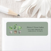 Botanische Boho Potot Planten Return Address Etiket (Insitu)