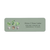 Botanische Boho Potot Planten Return Address Etiket (Voorkant)
