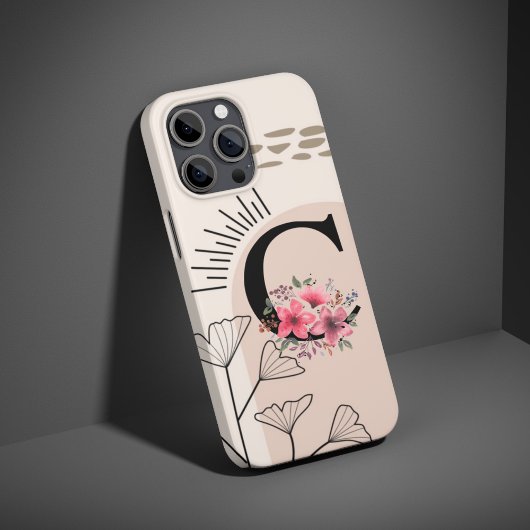 Botanische Boho Retro met naam 1e hoofdstad C Case-Mate iPhone Case