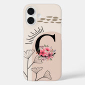 Botanische Boho Retro met naam 1e hoofdstad C Case-Mate iPhone Case (Achterkant)