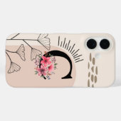 Botanische Boho Retro met naam 1e hoofdstad C Case-Mate iPhone Case (Achterkant (horizontaal))