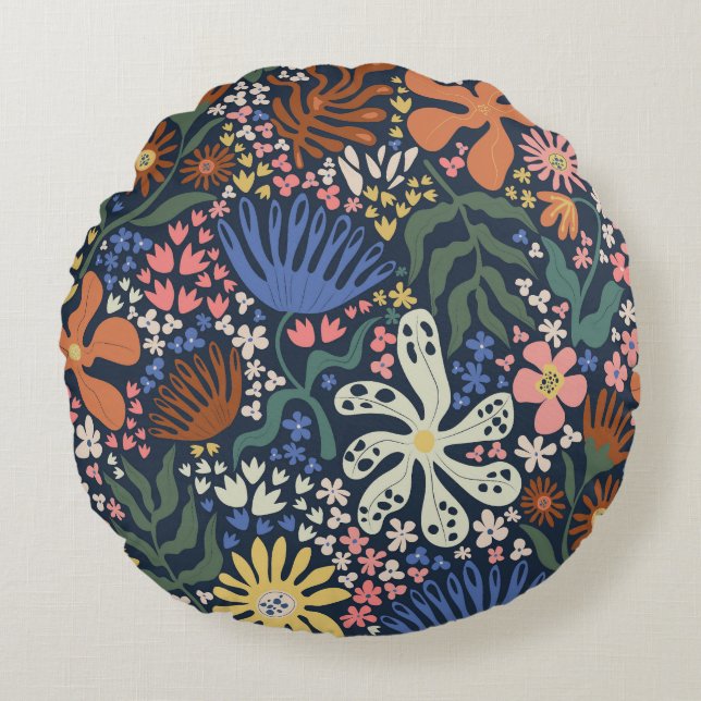 Botanische Boho Rond Kussen (Voorkant)