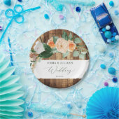 Botanische Boho Rustic Barn persoonlijke bruiloft Papieren Bordje (Feest)