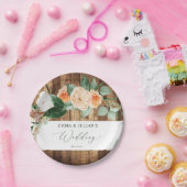 Botanische Boho Rustic Barn persoonlijke bruiloft Papieren Bordje (Feest)