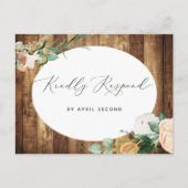 Botanische Boho Rustic Farmhouse Barn Wedding RSVP Uitnodiging Briefkaart (Voorkant)