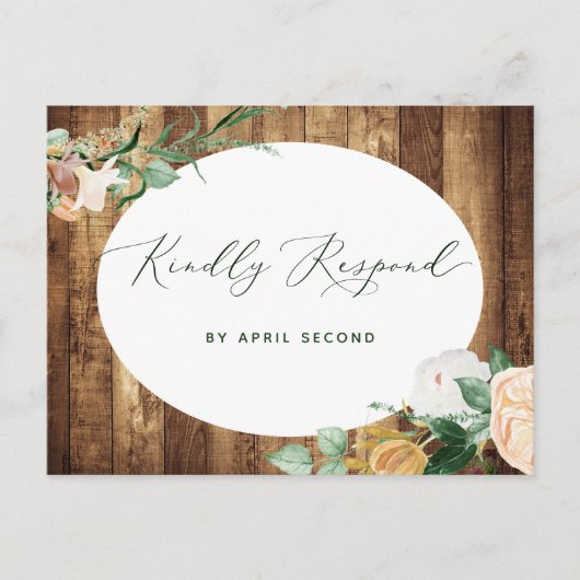 Botanische Boho Rustic Farmhouse Barn Wedding RSVP Uitnodiging Briefkaart (Voorkant)