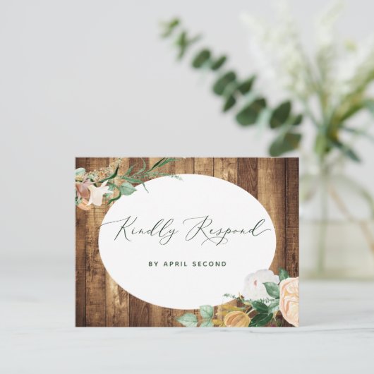 Botanische Boho Rustic Farmhouse Barn Wedding RSVP Uitnodiging Briefkaart (Staand voorkant)