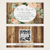 Botanische Boho Rustic Wedding QR Code RSVP Card Visitekaartje (Voorkant /achterkant)