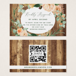 Botanische Boho Rustic Wedding QR Code RSVP Card Visitekaartje