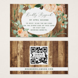 Botanische Boho Rustic Wedding QR Code RSVP Card Visitekaartje