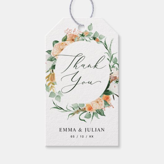 Botanische Boho Sage Greenery Modern Floral Favor Cadeaulabel (Voorkant)