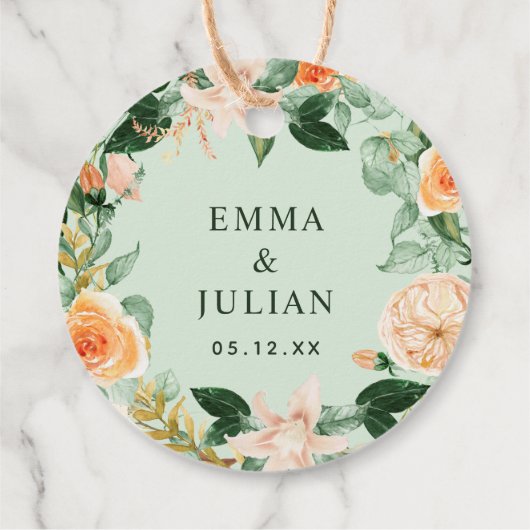 Botanische Boho Sage Greenery Waterverf Dank u wel Bedankjes Labels (Achterkant)