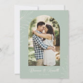 Botanische Boho Sage Groen met Boog Foto Bruiloft Kaart (Achterkant)