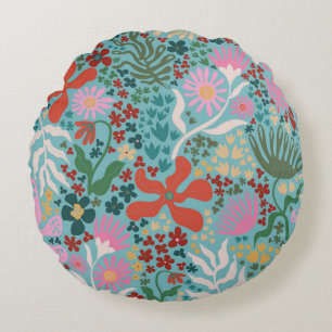 Botanische Boho Serie Turquoise Rond Kussen