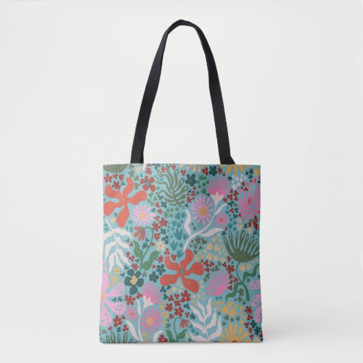 Botanische Boho Serie Turquoise Tote Bag (Voorkant)